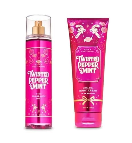 Bath and Body Works - Twisted Peppermint - Fine Fragrance Mist and Ultra Shea Body Cream - Full Size – Winter 2019 - Image 1