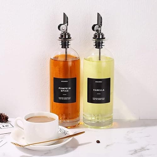 Molimoli Oil and Vinegar Dispenser with Metal Pour Spout, Weighted Pourer, Glass Bottle Dispenser for Kitchen, Olive Oil Cruet, Glass Olive Oil Bottle | 500ml, Set of 2 - 500ml, Set of 2 - Black thumbnail 9