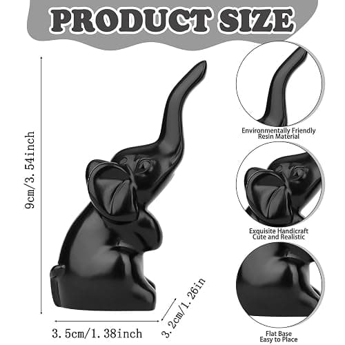DUQGUHO Mini Black Elephant Gifts for Women, Modern Style Small Animal Statue, 2PCS Elephant Decor for Desk Shelves 3.5Inch thumbnail 3