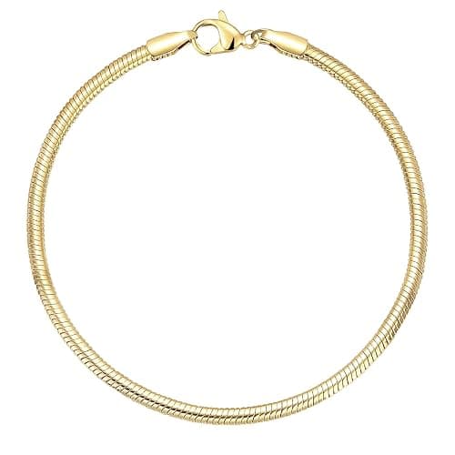 Charm Bracelets for Women, 925 Sterling Silver Plated/14k Gold Bracelet 3mm Dainty Snake Chain Bracelet Men Non Tarnish Jewelry Gifts for Her - Image 1