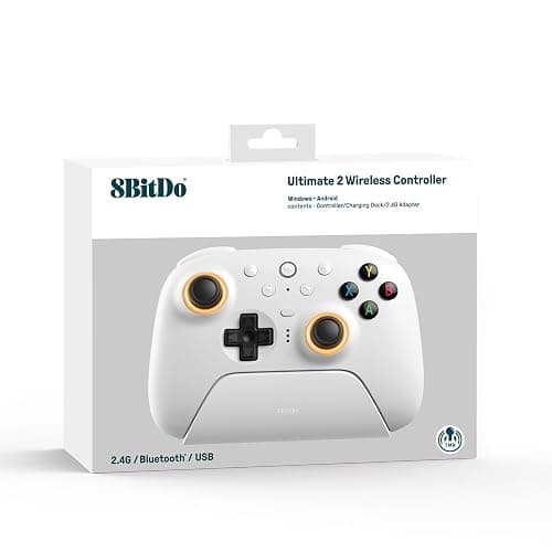 8BitDo Ultimate 2 Wireless Controller for Windows PC, Apple, Steam & Android, Gaming Controller with TMR Joysticks, Hall/Tactile Triggers, Motion Control, RGB Fire Ring, 1000Hz Polling Rate, White thumbnail 11
