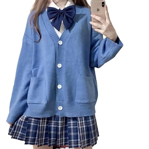 TXYJJP Womens Japanese Cute Kawaii Knitted Cardigan Sweater Cosplay Long Sleeve Button Down JK School Uniform Jacket thumbnail 4
