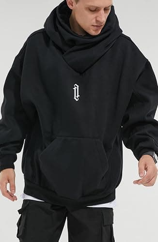 Eocicvvi Fleece Hoodies for Men Cowl Neck Sweatshirts Casual Pullover Fall Winter Loose Fit Tops with Embroidery thumbnail 4