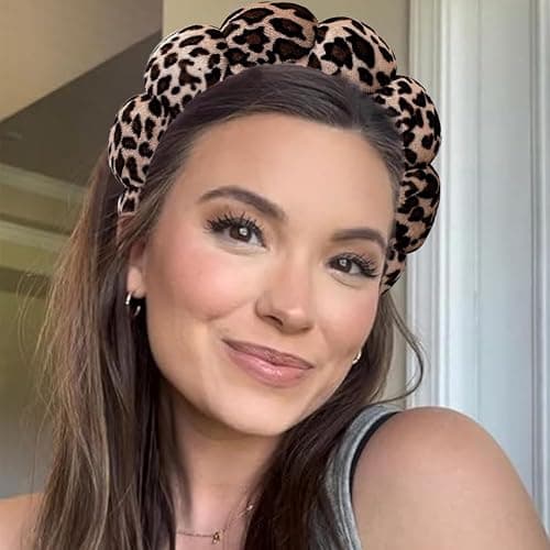AOENJIE Spa Headbands for Washing Face or Makeup, Sponge Bubble Skincare Headbands, Puffy Terry Cloth Hairband for Women, Skin Care Makeup Headwear Hair Accessories for Girls thumbnail 4