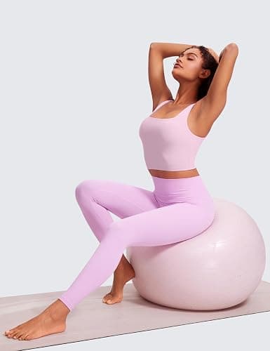 CRZ YOGA Butterluxe Square Neck Crop Tank Top | Built in Bra, Light Support, Removable Pads, Yoga, Extremely Soft, Wide Straps, Longline Sports Bras for Women thumbnail 3