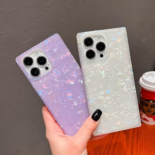 BANAILOA Compatible with iPhone 13 Pro Case Rectangle,Luxury Sparkle Cute Case for Women Protective Bumper Girly Colorful Phone Cover Desinged for 13 Pro - 6.1 inch (Purple Shell) thumbnail 2