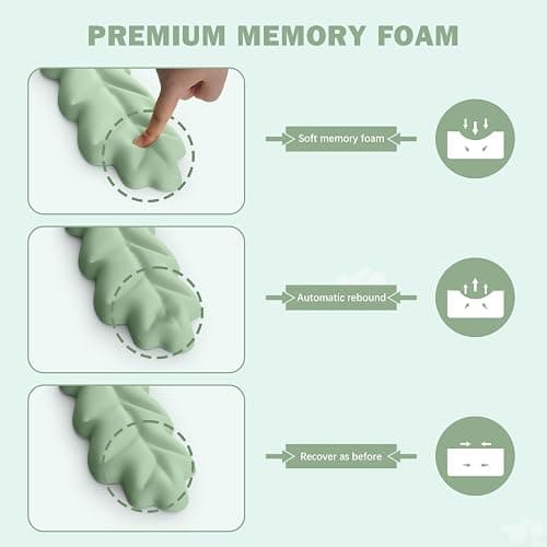 Lauspuck Keyboard Wrist Rest Pad Set, Leaf Shape PU Leather Memory Foam Wrist Cushion Support,Mouse Wrist Rest Pad,Non-Slip Wrist Support for Easy Typing Pain Relief, Green Leaf thumbnail 5