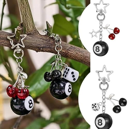 Agamino 8 Ball Keychain, Aesthetic Keychain Bag Charms with Key Ring Decor for Bag, Purse, Car Keys, Handbags thumbnail 6