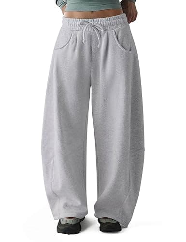 HeSaYep Women's Fleece Lined Sweatpants Barrel Leg Baggy Sweat Pants Winter Thermal Cotton Pants with Pockets - Image 1