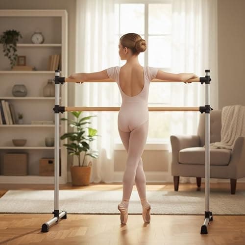 UMEKEN Wood/Aluminum/Steel Ballet Barre 4 Foot Portable Barre Bar Home Adjustable Freestanding Ballet Stretch Dance Bar for Kids Adult with Carry Bag thumbnail 4