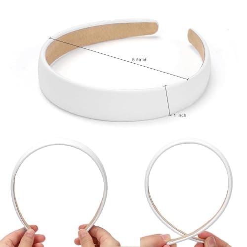 WantGor 1 Inch PU Leather Headband, Wide Padded Hairband Fashion Hair Bands Cute Womens Headbands Holiday DIY Hair Accessories (White) thumbnail 3