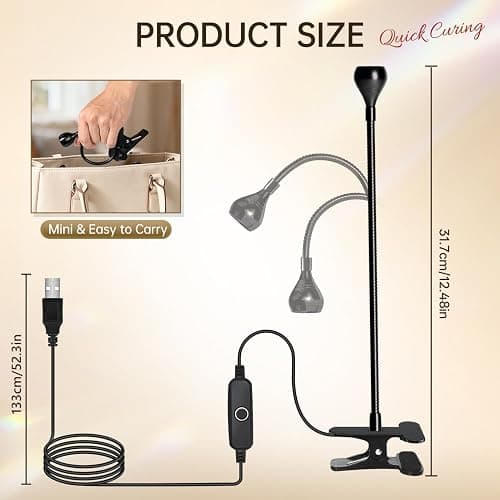 AORAEM Nail Lamp LED Nail Manicure Dryer Curing Light with Black Gooseneck and Clamp for Gel Nails thumbnail 7