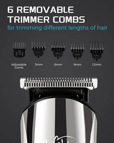 Brightup Beard Trimmer for Men - Electric Razor & Shaver, Cordless Hair Clippers Trimmers Set, IPX7 Waterproof Mens Grooming Kit for Shaving Face, Mustache, Body, Ear, Nose Hair Trimmer, Gifts for Men thumbnail 8