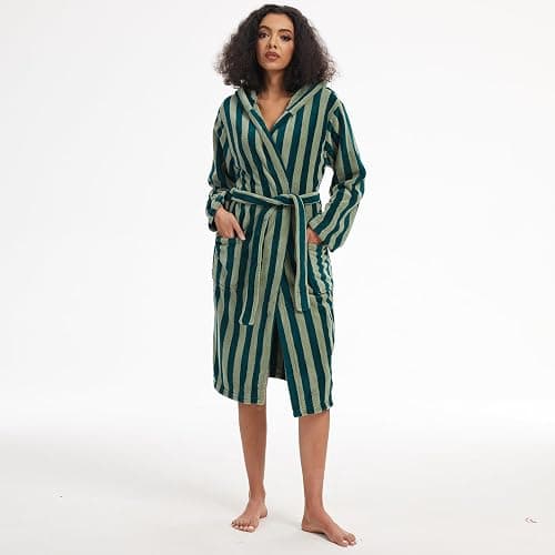 Terry Striped Robe - Cotton Kimono Terry Cloth Bathrobe thumbnail 2