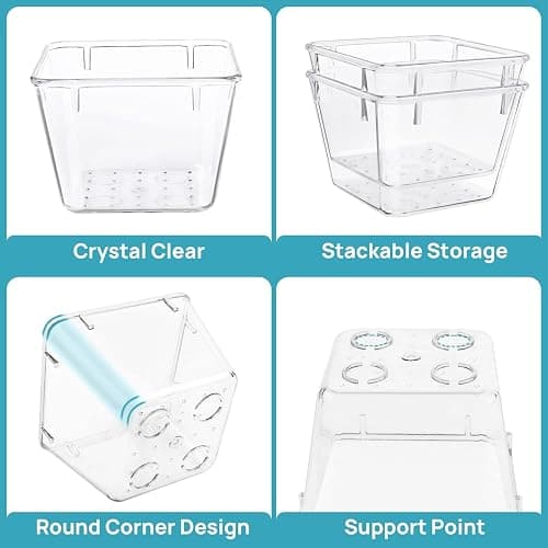 Vtopmart 15 PCS Plastic Clear Drawer Organizer, Acrylic Desk Drawer organizers, Organization and Storage for Makeup, Bathroom, Office, Cabinet, kitchen, Bedroom thumbnail 7