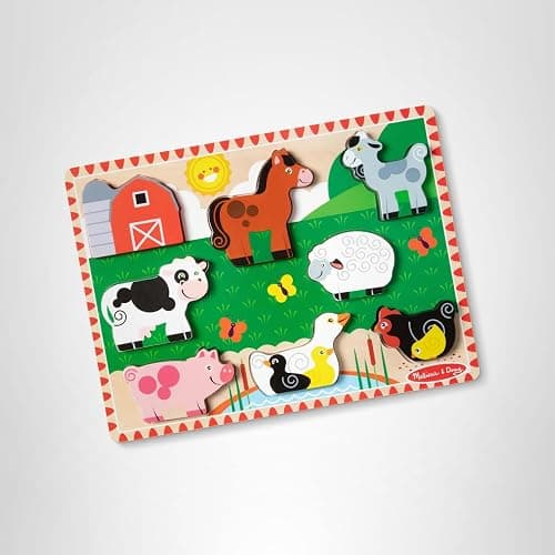 Melissa & Doug Farm Wooden Chunky Puzzle (8 pcs) - FSC Certified | 8 Chunky Wooden Pieces, Stand-Up Farm Animals and Barn, Motor Skill Building Puzzle Play, Toddler Toys for Kids, Ages 2+ thumbnail 11