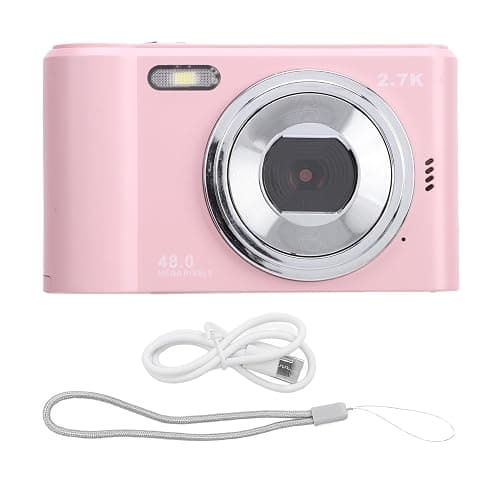 Digital Camera, 2.7K 48MP 8X Zoom Digital Video Camera with 2.4in HD IPS Screen, Built in Flash, Compact Small Camera for Kids Students﻿ (Pink) - Image 1