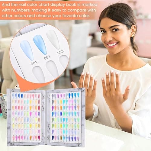 Velarionna 160 Nail Color Display Book with 240 Nail Tips and 1-200 Number Labels, Gel Polish Colors Card Board Professional Color Swatches Book thumbnail 7