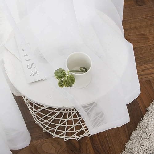 MIULEE 2 Panels Solid Color White Sheer Curtains Elegant Grommet Window Voile Panels/Drapes/Treatment for Bedroom Living Room (54X84 Inch) thumbnail 3