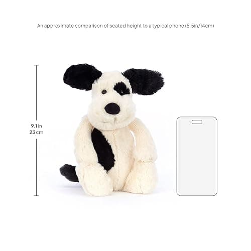 Jellycat Bashful Black and Cream Puppy Stuffed Animal, Medium 12 inches - Dogs and Puppies Plush Toy - Classic Children's Gift thumbnail 2