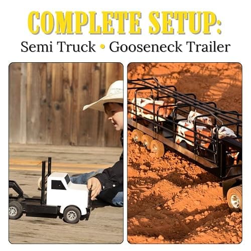 Little Buster Rancher’s Trucking Set - Metal Semi Truck & Gooseneck Trailer | Triple Axle Stock Trailer - Collector Display Bundle - Birthday Gift - Hobbyist - Ranch Livestock thumbnail 4