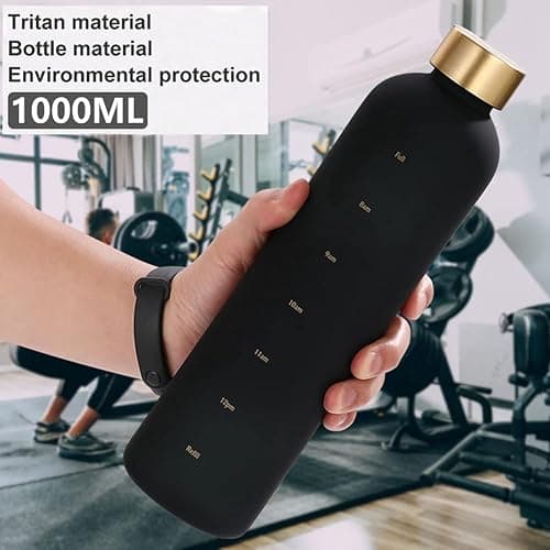 Flcivsh 1L Water Bottle with Time Marker 32 OZ Motivational Reusable Fitness Sports Leakproof Frosted Plastic Bottle White thumbnail 5