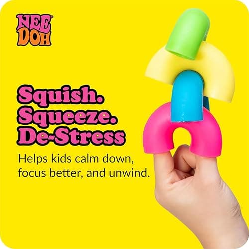 Schylling NeeDoh Mac 'N' Squeeze - Sensory Squeeze Toy - Contains 4 Squishy Noodles - 3" Wide - Color May Vary (Pack of 1) thumbnail 6