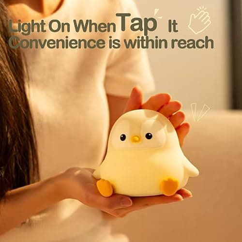ATSUI Penguin Night Light, LED Squishy Novelty Animal Night Lamp, Food Grade Silicone, 2 Level Dimmable, Nursery Nightlight for Desk Decor, Funny Gifts Stuff for Boys Girls Baby, White Elephant Gifts thumbnail 5