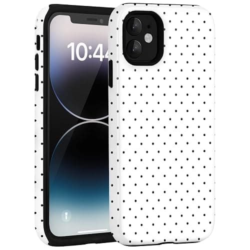 Amzfield for iPhone 12 Case for iPhone 12 Pro Case Cute Polka Dot Aesthetic Retro Design for Women Girls Fall Chic Girly Pretty Dual Layer Hybrid Protection Elegant Case for iPhone 12/12 Pro-White thumbnail 7