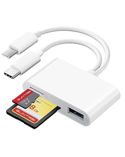 SD Card Reader for iPhone iPad Camera with USB C, Dual Card Slot USB 3.0 Memory Card Reader Supports SD/TF Card Trail Camera Viewer SD Card Adapter Portable Micro SD Card Reader No App Plug and Play - Image 1