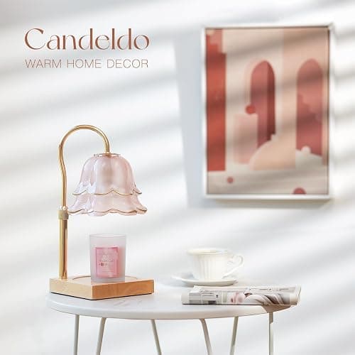 Candeldo Mom Birthday Gifts for Women: Candle Warmer Lamp with Scented Candles Dimmable Pink Flower Wax Warmer with Timer Christmas Day Housewarming Gift thumbnail 4