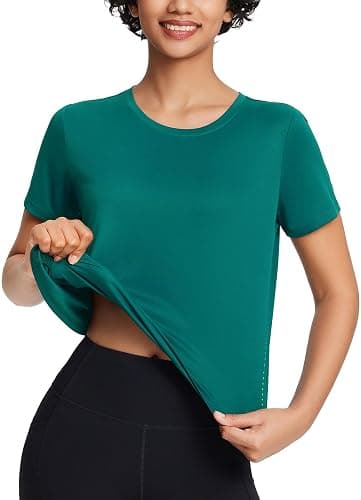 baleaf Women's Athletic Sun Shirts Short Sleeve Running Tops Workout Cropped Split Back UPF 50+ Quick Dry Lightweight thumbnail 2
