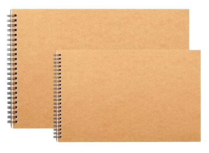 2Pack A5 A4 Sketch Books Hard Back Cover A4 A5 Spiral Bound Hardback Sketch Pad 160gsm Recycled Cartridge Paper, 2Pack thumbnail 2