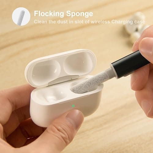 Hyashee Cleaner Kit for Airpods Pro 1 2 3 Multi-Function Cleaning Pen with Soft Brush Flocking Sponge for Bluetooth Earphones Case Cleaning Tools Black thumbnail 4
