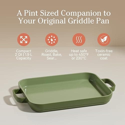Our Place Mini Griddle Pan - 2 Quart Nonstick Ceramic Sheet Pan & Stovetop Griddle with Handles | Toxin-Free Cast Aluminum | Oven Safe up to 450°F | Sage thumbnail 2