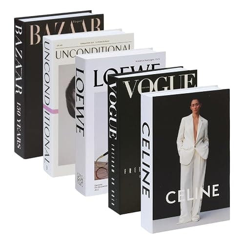 5 PCS Decorative Fake Books Set, Fashion Hardcover Display Books for Home Décor - Foldable Faux Book for Coffee Table, Bookshelf, Office - Stacked Modern Decorative Book Set (B) thumbnail 5