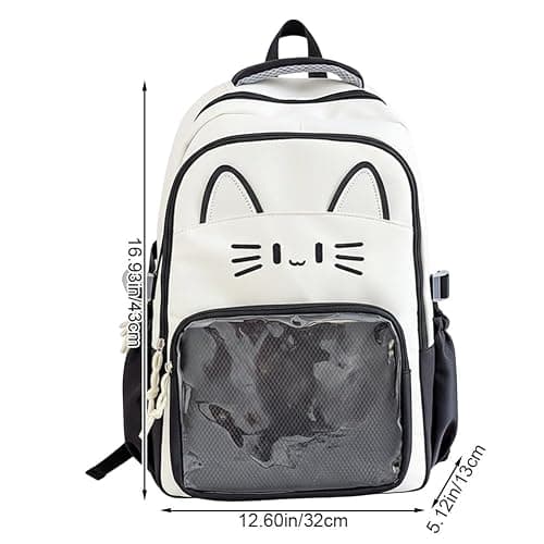 Ericetion Cute Kawaii Cat Ita Backpack with Pin Display – Girls & Women’s Y2k School Bag, Nylon Daypack thumbnail 4