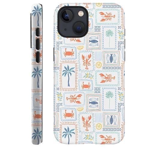 Case for iPhone 15,Fits Frosted Case Design for Girl Women,Coastal Fish Summer Cute Stamp - Image 1