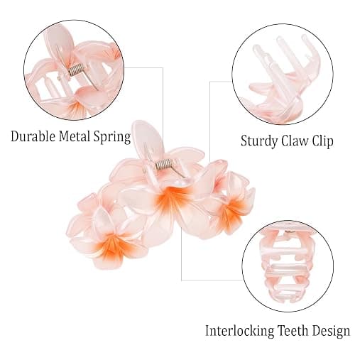 ANBALA 4PCS Hawaiian Flower Hair Clips, Large Claw Clips for Women Tropical Flower Clip Non-Slip Strong Hold Beach Hair Accessories thumbnail 5