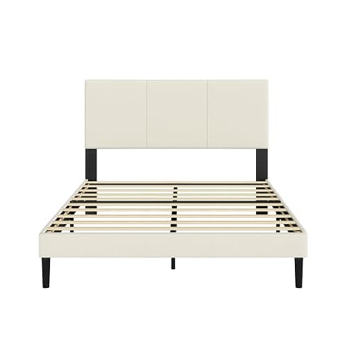 IOILORI Full Bed Frame, Full Size Platform Bed Frame with Upholstered Headboard, Sturdy Wood Slats, No Box Spring Required, Silent, Easy Assembly, Beige thumbnail 8