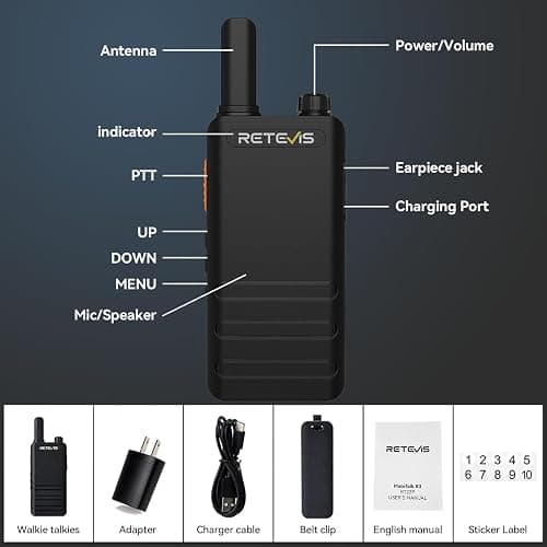 Retevis RT22P,New Version of RT22(2.0),Rechargeable Walkie Talkies for Adults,Compact FRS Two-Way Radios,VOX Handsfree,1620mAh Large Battery,USB C Charger,2 Way Radio for Small Store Hotel(4 Pack) thumbnail 9
