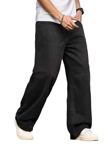 DFGIGT Mens Wide Leg Baggy Jeans Y2k Casual Fashion Loose Denim Pants Work Office Streetwear - Image 1