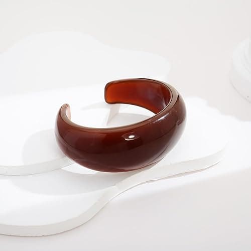 HUAYUNFANG Chunky Acrylic Bangles Bracelets For Women Geometric Acrylic Resin Acetate Mottled Wide Bangle Bracelet Statement Colorful Bangles for Party thumbnail 8