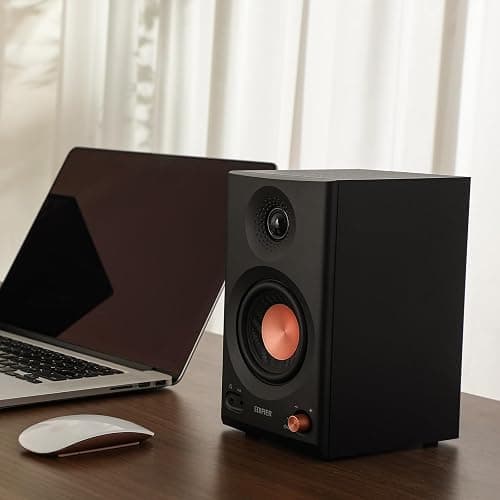 Edifier MR3 Powered Studio Monitor Speakers, Hi-Res Audio Certified Bluetooth V5.4 Active Bookshelf Loudspeakers, 2.0 Computer Speaker with Headphone Output RCA AUX Balanced TRS Input - Black (Pair) thumbnail 4