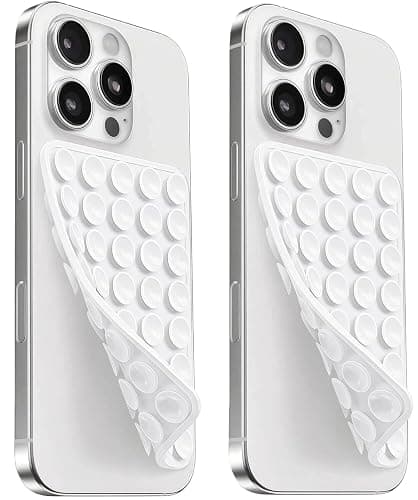 2 Pack Silicone Suction Cup Phone Case Mount Double Sided, Sticky Phone Grip with Higher Suction Power for Cell Phone, Hands-Free Phone Accessories for Selfies and Videos, White & White - Image 1