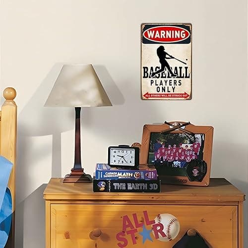 Vintage Baseball Wall Decor Sign - Metal Art for Boys Room Decor, Gift for Baseball Lovers - Perfect for Sports Themed Bedroom Decor, 8 x 12 Inch (928) thumbnail 4