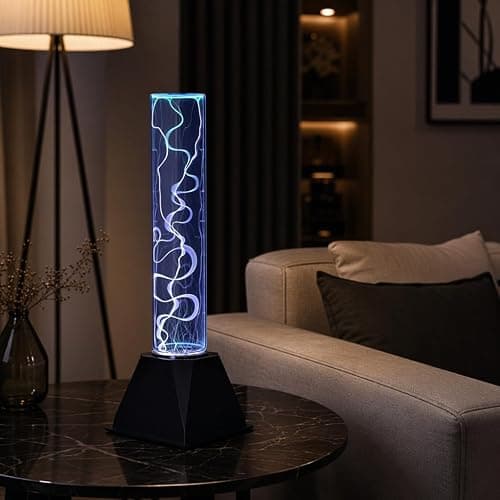 PUXTIW 12 inch Plasma Tube，Fancy Club Decor and Science Education Gifts，Plasma Ball Sensor Lighting Plate with Music,Voice and Touch Response(Clean and Transparent lamp Tube) thumbnail 3