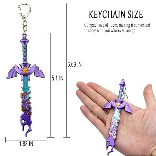MEETCUTE Decayed MasterSword Keychain Latest,Cool Sword Key Ring for Men and Women Legend of Zeld the Tears Kingdom MasterSword Key chain Cosplay Accessories - Purple thumbnail 3