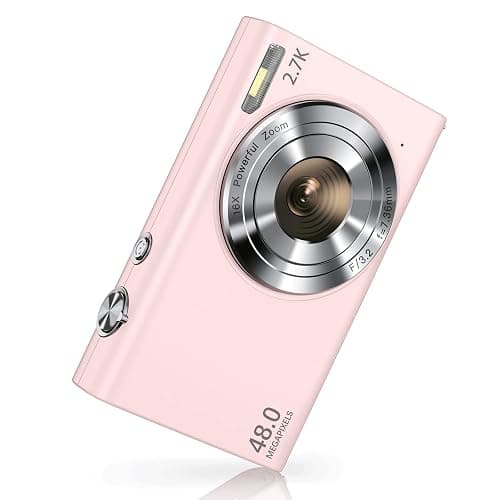 Sevenat Digital Camera 48MP 2.7K Compact Pink with 16X Zoom, Image Stabilization, Autofocus, 3" Screen, FHD 1080p Video, for Teens/Students - Image 1