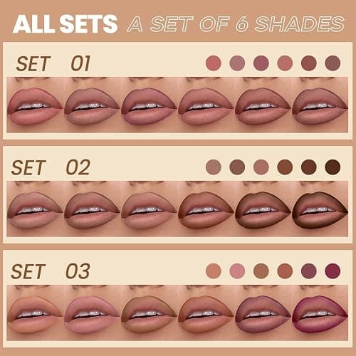6 PCS Lip Liner Pencil Set - Matte Nude Lip Contour Lipliner, Waterproof Long Lasting Lipstick Lip Liner Set, Smudge-Proof Lip Liner Pen (# New 02) thumbnail 7